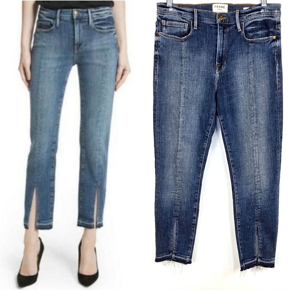 Frame Denim Le Nouveau Straight Leg Split Hem Jeans Ankle Released Hem 31